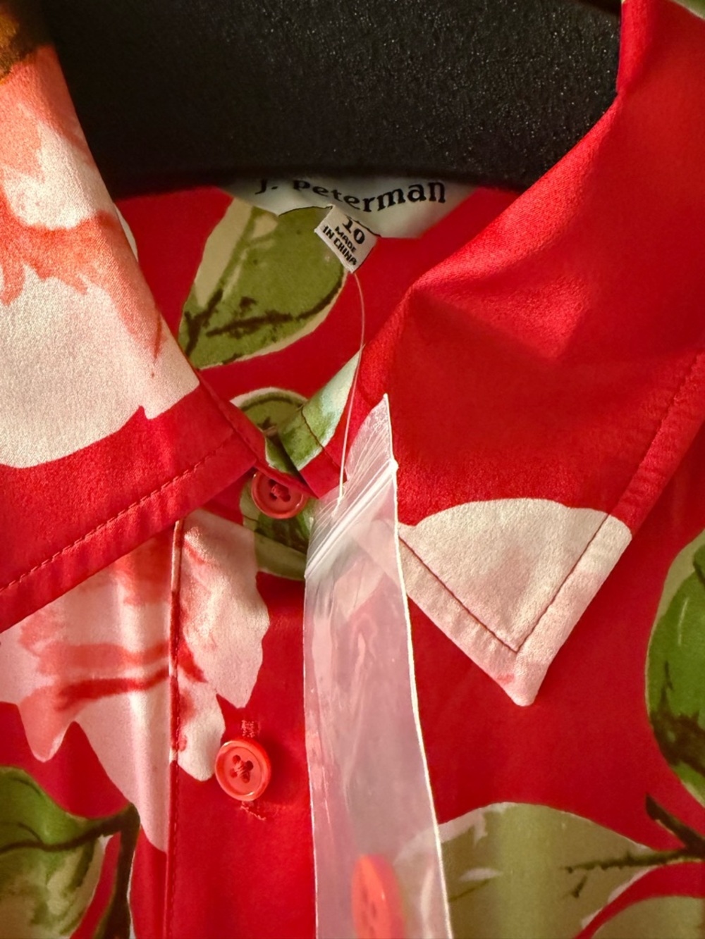 J. Peterman Red Floral Button-Front Shirt Dress - Picture 4 of 4